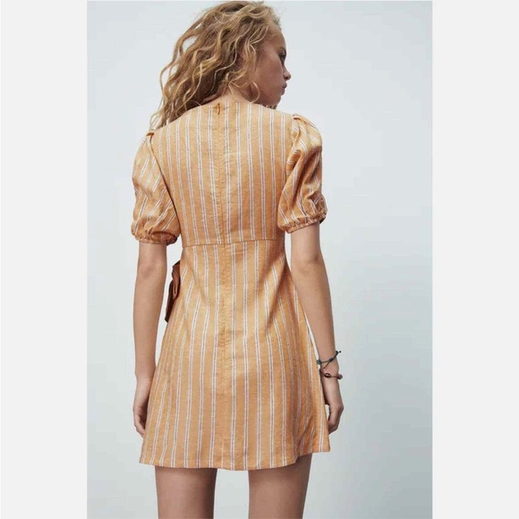 ZARA Linen Blend Striped Mini Dress - Picture 6 of 8